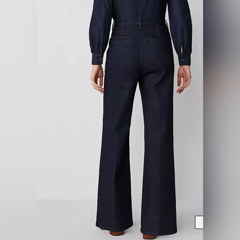 Denim High Rise Trouser with Flare Leg, Ann Taylor Sz 0 - Picture 2 of 10